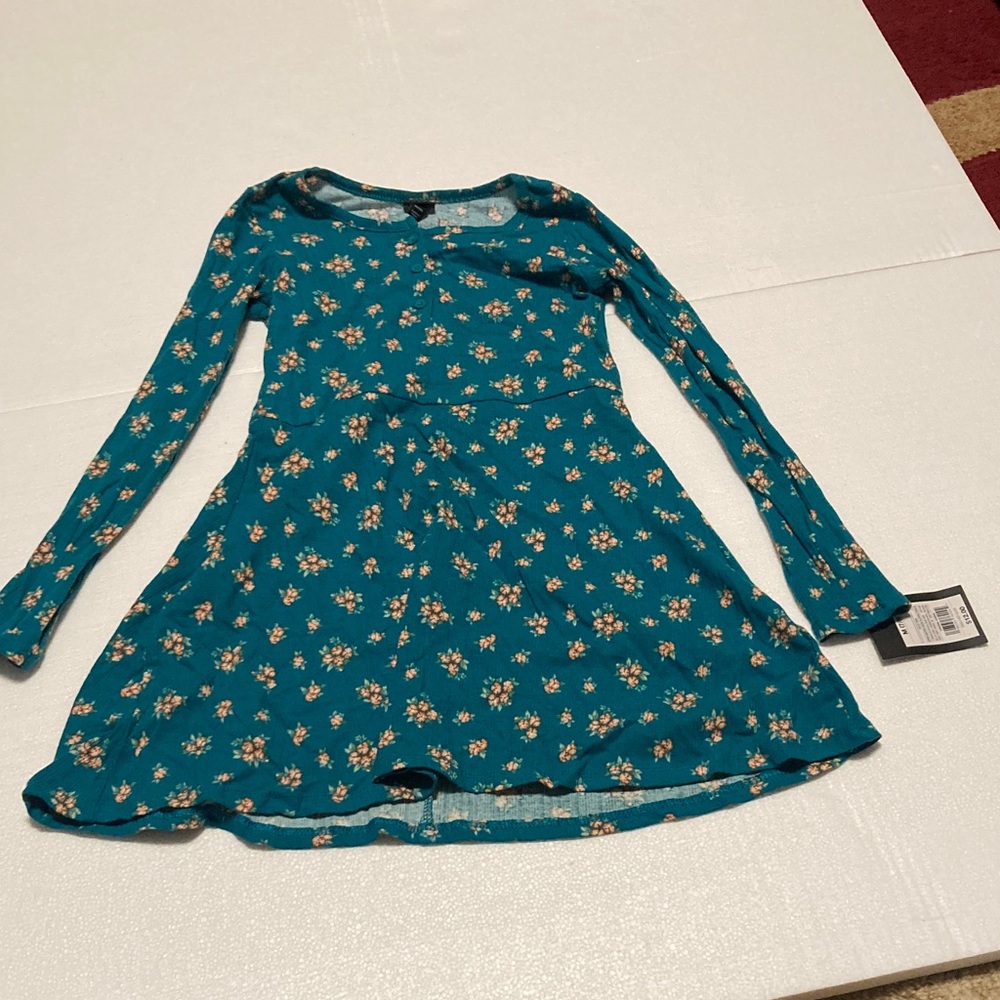 Art Class Blue Fit and Flare Long Sleeve Dress
